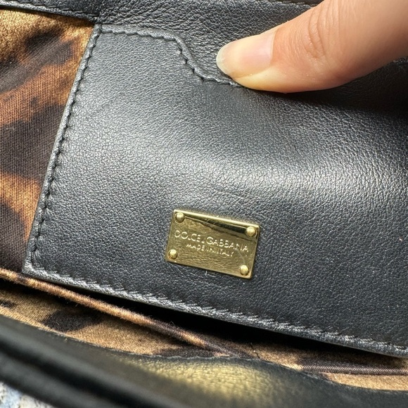 Dolce & Gabbana Lucia Black Leather Satchel – Studded Handle, Crossbody - Picture 13 of 15